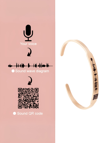 Personalized Soundwave Voice Memo Engraved Bangle With QR Code -, Bracelet , Drestiny , Australia, Bracelets, Canada, Gender_Men, Gender_Women, Gold, New Zealand, Rose Gold, Silver, United Kingdom, United States , Drestiny , www.shopdrestiny.com